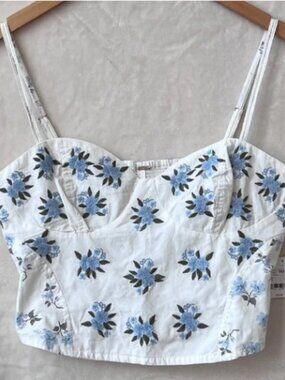 NWT Free People Wild Flowers Embroidered Bustier. Tea Combo